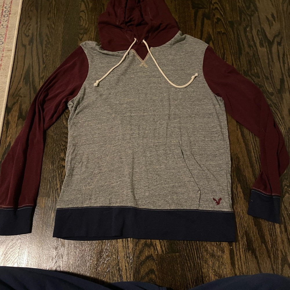 Mens Small Hooded Long Sleeve Shirt with front pocket